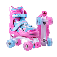 Patins à roulettes clignotants quadruples réglables pour enfants avec 4 roues pour enfants et filles