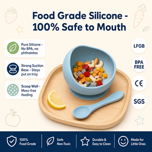 Bol à ventouse portable en silicone de qualité alimentaire, durable, non toxique, écologique, motif dessin animé, pour les tout-petits – pour des <span class=keywords><strong>repas</strong></span> sans dégâts - Product Image 2
