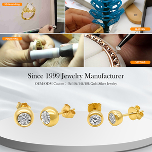 Pendientes de Bola de <span class=keywords><strong>Oro</strong></span> Sólido de 18K con Diamantes Naturales Reales Certificados por Terceros, Corte Brillante, Joyería de Moda para Mujer - Product Image 6
