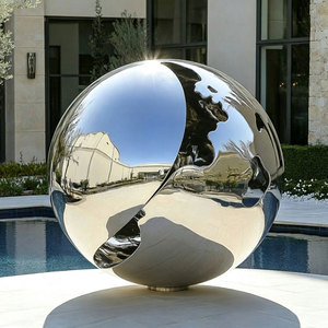 Patung Bola Bulat Stainless Steel Berkualitas Tinggi untuk Air Mancur Taman Luar Ruangan, Cocok untuk Dekorasi Plaza Komersial Kontemporer - Product Image 5