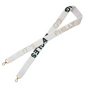 Fashionable White Polyester <b>Lanyard</b> With Metal Hook Adjustable Strap <b>For</b> ID Cards <b>Key</b> Holders Phone Straps - Product Image 1