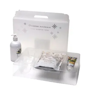 Caixa de plástico para cuidados com a pele, conjunto de linha transparente de cosméticos gelados para cuidados com a pele, caixa de ps deslizante