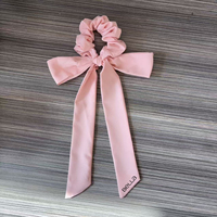 Élastique à cheveux personnalisé avec logo, style nœud, pour femmes, avec long foulard en soie, pour filles