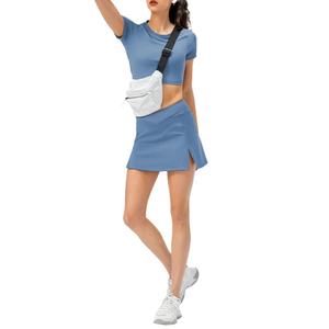 Pantalon de sport pour femmes, tennis, golf, 2 en 1, leggings de course extensibles, jupe-short, couleur unie, shorts de sport - Product Image 6