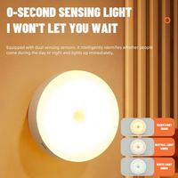 Mini-lampe LED intelligente murale sans fil à 3 couleurs, intensité réglable, rechargeable par USB, pour éclairage sous armoire et veilleuse