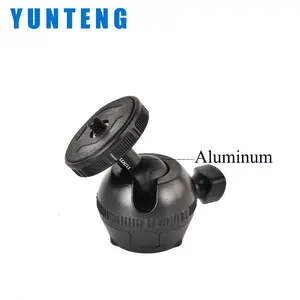 YUNTENG VCT-85 55mm मिनी गेंद सिर 1/4 Hotshoe कैमरा माउंट एडाप्टर के लिए 360 डिग्री घूर्णन योग्य एल्यूमीनियम तिपाई सिर फोन कैमरा