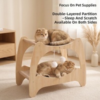 Arbre à chat double niveau Winners avec lit et griffoir tout-en-un, en bois durable, anti-déchirure, multi-niveaux, style épuré, grande taille
