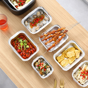 Disposable Aluminum <b>Foil</b> <b>Containers</b> 40-60 Pcs Thickened Rectangular For Barbecue Takeout Baking Picnic - Product Image 4