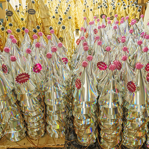 Sombreros de Papel Dorado Brillante para Fiestas, Sombreros de Cono para Niños y Niñas, Sombreros de Cumpleaños con Láser para Niños - Product Image 3