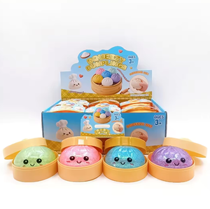 Jouet anti-stress mignon en forme de boulette scintillante, boulette vapeur souriante, jouet sensoriel coloré promotionnel en forme de boulette alimentaire - Product Image 1