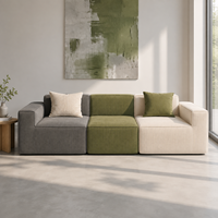Canapé modulable contemporain en mousse moulée et velours côtelé, choix de couleurs, sièges modulaires compressés pour salon et maison