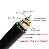 Câble d'alimentation pour centrale électrique en cuivre XLPE PVC, moyenne tension 6/10kv 18/30kv 19/33kv, 3x240mm2