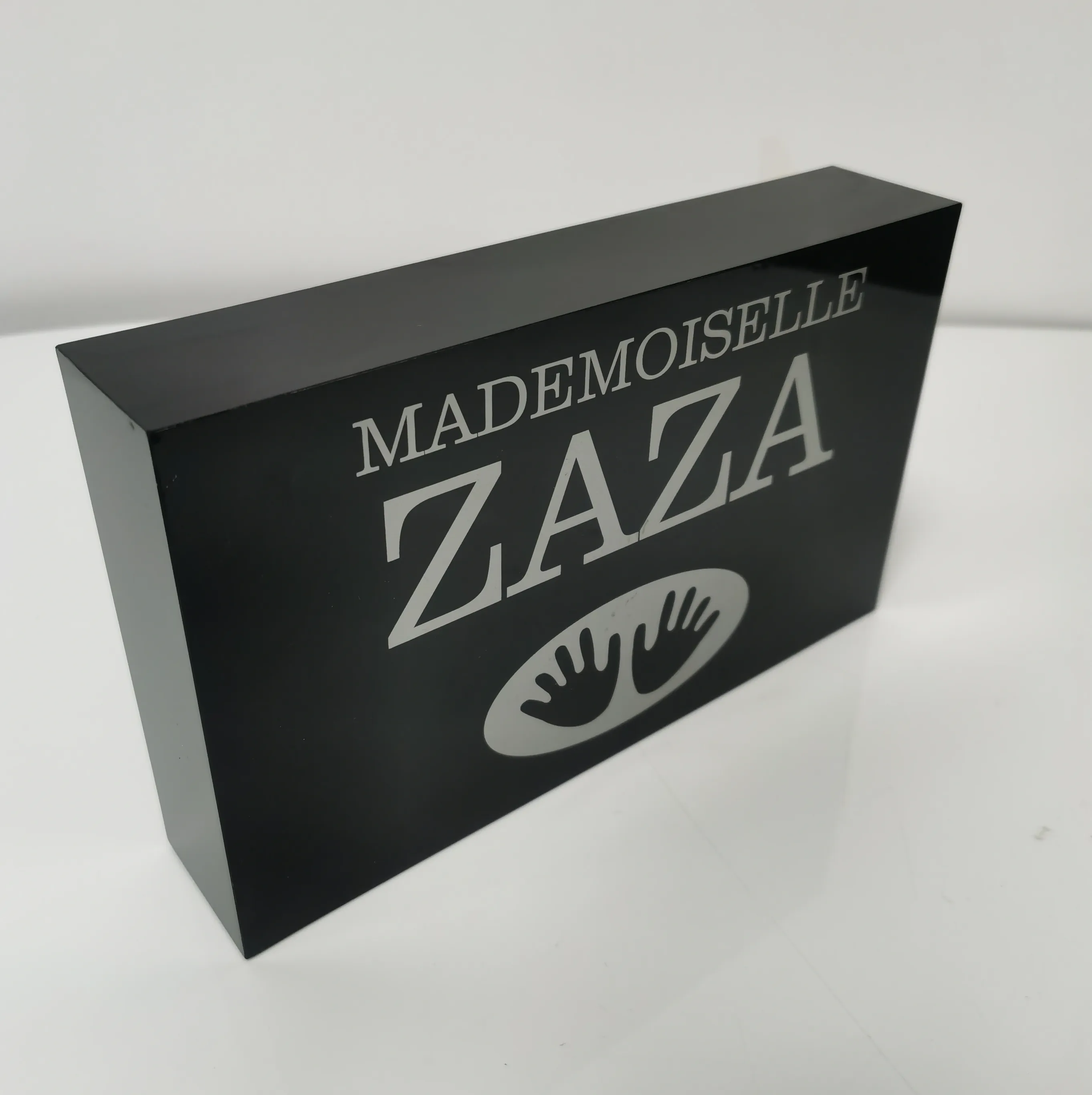 Custom LOGO Black acrylic desktop brand sign plate Acrylic Brand Logo Block