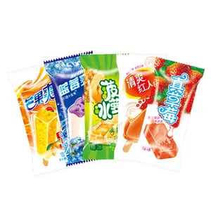 Sac d'emballage en plastique de crème glacée popsicle coloré à motif personnalisé avec écriture mang types de goût dessus