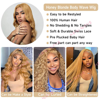 Wig Rambut Asli Blonde Transparan HD Monofilament Lace Front 180% Density Virgin Glueless NewWave untuk Wanita Kulit Hitam
