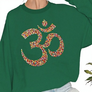 Sweat-shirts décontractés pour femmes en tricot imprimé avec un symbole Om et des cercles - Product Image 1