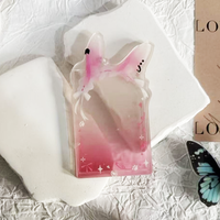 Porte-cartes photo en acrylique personnalisé avec logo en forme d'oreilles d'animaux, cadre pour cartes photo Kpop, support en acrylique transparent dégradé pour collection