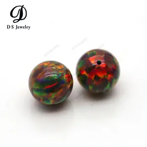 DS Jewelry Black Opal Stone Price Per Grams 7mm Full Hole Opal Round Beads Wholesale Ball Shape Opal Sphere