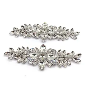 Venta al por mayor cuentas de cristal plateado plata de la pulsera de cristal de diamantes de imitación Miami boda cintura de cadena