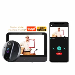 Оптовая продажа, умный Wi-Fi дверной зритель с кнопкой вызова, поддержка, приложение Tuya, бестселлер, 4,3 дюймовый цифровой экран с обнаружением движения