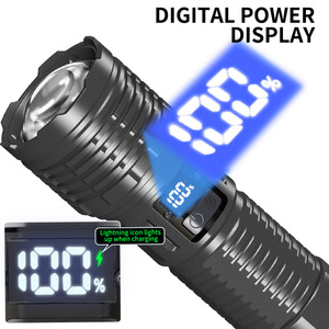 ยุนมัยไฟฉายแบบชาร์จไฟได้ 60W XHP360 30LED จอแสดงผลดิจิตอลซูมได้ไฟฉายยุทธวิธีกันน้ำ - Product Image 5