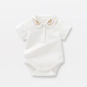 Scandinavian Trojan bebê Romper verão recém-nascidos fina seção curta manga curta rastejamento roupa do bebê