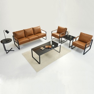 Canapé en cuir pour salon, ensembles de canapés de salon, canapés de bureau modernes de luxe en cuir synthétique - Product Image 1