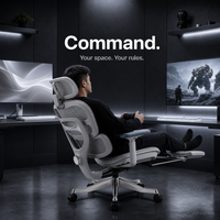 Chaise de bureau ergonomique AOR à dossier haut en maille avec repose-pieds rétractable, base en alliage gris, aluminium robuste, pour le gaming, vente en gros usine