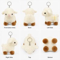 Zaves 2026 Nouveau Design Peluche Agneau Blanc Écologique Durable Sacs d'école Clés Premium Mignon Doux Animal Brodé en Croix