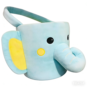 Cute <b>Elephant</b> Plush Bucket 31cm-50cm Soft Stuffed Toy For Kids Unisex Blue And Yellow Design - Product Image 5