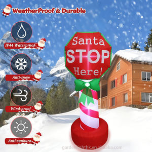 Petit panneau lumineux gonflable imperméable de 4 pieds pour intérieur et extérieur, écologique, panneau de Noël « STOP ici », avec LED intégrée, décoration de Noël pour la maison - Product Image 6