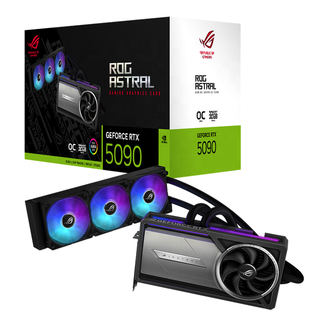 2025 New ROG Astral LC RTX 5090 32GB GDDR7 OC Edition Graphics Cards with 360mm AIO Liquid CPU Cooling for Desktop