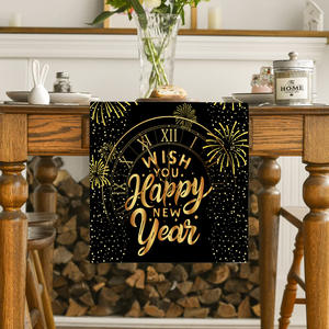 Nuovo Runner da Tavola Natalizio Nero e Oro, Decorazione per Casa e Feste, <span class=keywords><strong>Cucina</strong></span>, Felice Anno Nuovo - Product Image 6