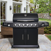 Barbecue à gaz portable de style coréen en acier premium pour extérieur, 6 brûleurs avec brûleur latéral 60000 BTU