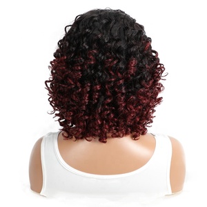 Ombre đồng đỏ kinky xoăn tóc con người Bob tóc giả phụ nữ da đen ngắn dài dài đầy đủ máy làm tóc giả glueless ren toupee cơ sở - Product Image 2