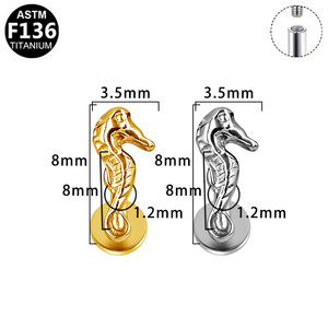 Boucles d'oreilles en titane, design hippocampe, citrouille, fleur, qualité médicale ASTM F136, pour piercing d'oreille - Product Image 3