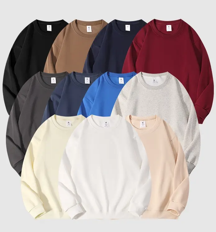 Wholesale Custom Embroidery 320Gsm Cotton Drop Shoulder Unisex Oversized Crew Neck Sweatshirts