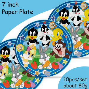 Décorations de fête d'anniversaire sur le thème des Looney Tunes, gobelets en papier, assiettes, pailles, fournitures pour fête d'anniversaire d'enfants, baby shower - Product Image 4