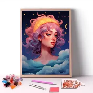 COOLEVE fábrica al por mayor 5D DIY personalizado hecho a mano diamante pintura Kit para niños adultos atractivo estilo de dibujos animados paisaje impresión