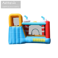 Château gonflable coloré avec toboggan pour enfants, thème hamburger et frites, utilisation à domicile, tissu Oxford, souffleur, marche dans l'espace, conforme à la norme EN71