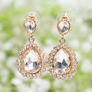 Bijoux de mode, longues boucles d'oreilles en forme de goutte d'eau, boucles d'oreilles en cristal coloré et strass - Product Image 6