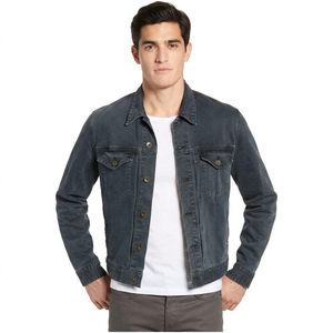 Black Color Denim <b>Jacket</b> OEMODM Printed Acid Wash Single-Breasted <b>Long</b> Sleeve <b>Men's</b> Denim <b>Jacket</b> for Autumn Season - Product Image 1