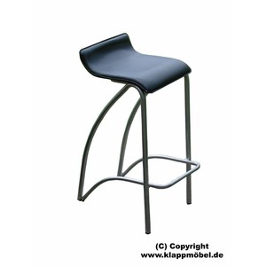Sgabello da bar verniciato a polvere, con sedile in PVC nero - Product Image 1