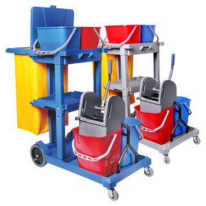 プロ仕様多機能ヘビーデューティー4輪プラスチック清掃カート清掃サービス用トロリー400ポンド容量（ホテル用） - Product Image 3