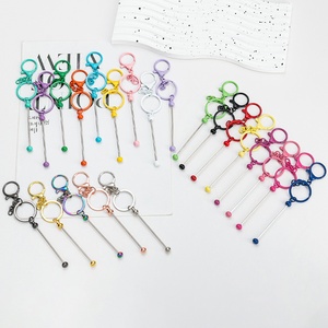 In Stock DIY <strong>Beaded</strong> Round Ring <strong>Keychain</strong> Phone Case Earphone Cover Pendant Beadable <strong>Keychain</strong> DIY <strong>Beaded</strong> Key Chain Bar - Product Image 1
