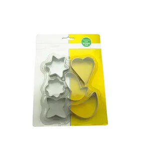 6pcs Cookie Baking Tools Star Shape Stainless Steel Cookie Cutter Set Metal Biscuit Press