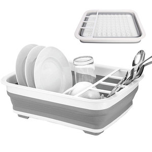 Custom Top Ranking Kitchen Accessories Drying Drain Basket Portable Dish Bowl Utensils Plastic Foldable Dish Rack