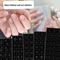 Stiker Nail Art Hollow Out Baru, Template Cat Semprot Dua Fungsi, Dekal Nail Art Hati dan Langit Berbintang untuk Lukisan Gradasi