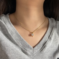 Collar Personalizado con Piedra de Nacimiento, Solitario, de Latón Chapado en Oro de 18K, con Circonita Cúbica Redonda Multicolor, Colgante Personalizable para Mujer