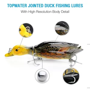 Venta directa de fábrica de topwater flotante doble articulado cebos 3D ojo pato gran pesca señuelos para bass / pike / musky - Product Image 6